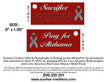 Alabama Disaster Relief Key Chains made with sublimation printing